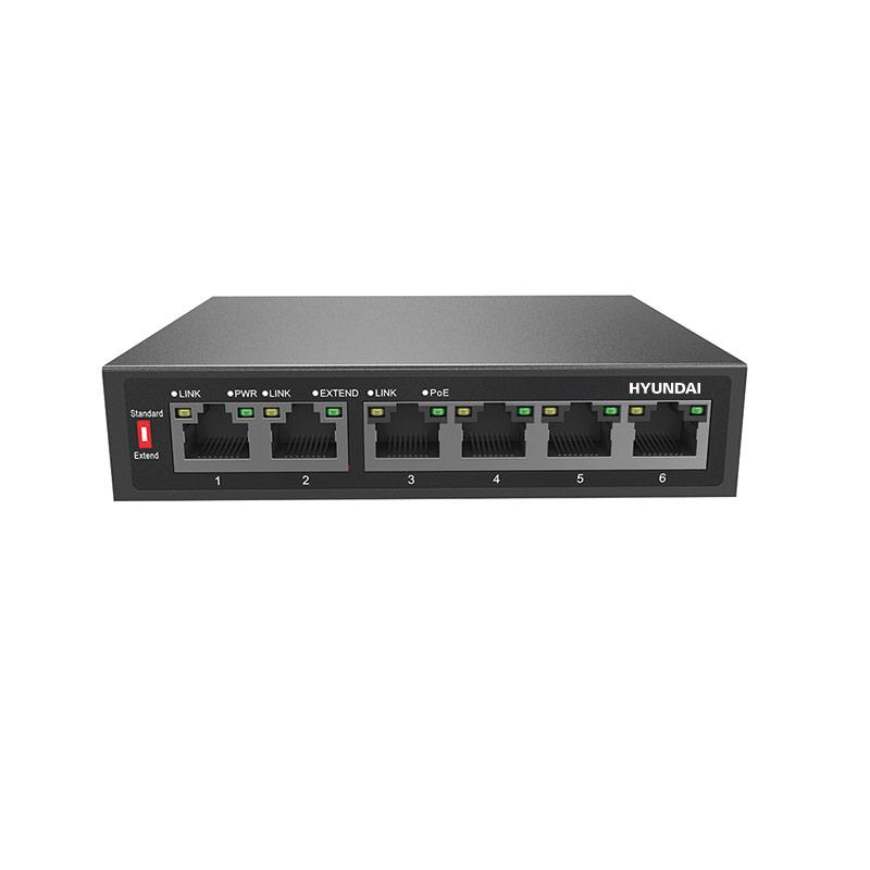 Switch 6 portni POE neupravljivi megabitni HYUNDAI HYU-NE-SW-U4PL001